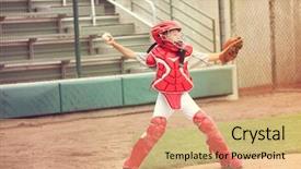  Presentation with baseball - Slides featuring catcher in baseball throwing background and a coral colored foreground