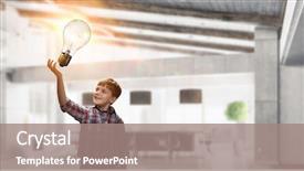  Presentation with light bulb - Beautiful slide deck featuring catching baby - boy catch light bulb mixed backdrop and a gray colored foreground