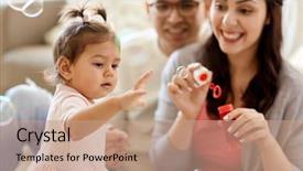  Presentation with soap - PPT theme enhanced with catching baby - family childhood and people concept background and a coral colored foreground
