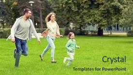  Presentation with family - Presentation theme enhanced with catching baby - family parenthood leisure and people background and a yellow colored foreground