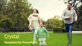  Presentation with family - Presentation design consisting of catching baby - family parenthood leisure and people background and a tawny brown colored foreground