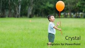  Presentation with balloon - Amazing slide set having catching baby - little boy catch with balloon backdrop and a  colored foreground