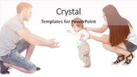  Presentation with steps - Theme featuring catching baby - little boy making first steps background and a sky blue colored foreground