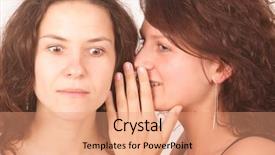  Presentation with secret - Colorful presentation theme enhanced with catching breath - one woman telling secret backdrop and a  colored foreground