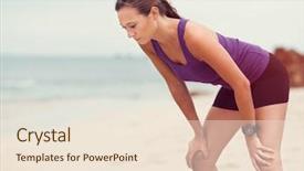  Presentation with breath - Theme with catching breath - sporty young woman background and a  colored foreground