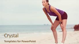  Presentation with sporty - PPT layouts with catching breath - sporty young woman background and a  colored foreground