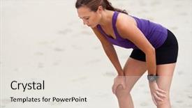  Presentation with breath - Slide set consisting of catching breath - sporty young woman background and a  colored foreground