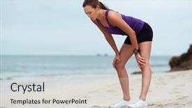  Presentation with coast - Amazing presentation theme having catching breath - sporty young woman backdrop and a  colored foreground