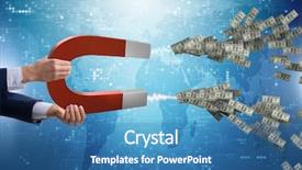  Presentation with magnet - Beautiful PPT theme featuring catching dollars on horseshoe magnet backdrop and a teal colored foreground