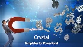  Presentation with magnet - Beautiful slide set featuring catching dollars on horseshoe magnet backdrop and a ocean colored foreground