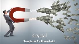  Presentation with magnet - Colorful presentation theme enhanced with catching dollars on horseshoe magnet backdrop and a gray colored foreground