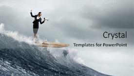  Presentation with wave - Slide deck enhanced with catching success wave mixed media background and a  colored foreground