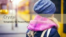  Presentation with tram - PPT theme featuring catching-the-tram background and a lemonade colored foreground