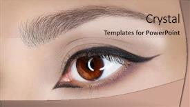  Presentation with makeup - Slides having categories - beautiful eye makeup closeup background and a coral colored foreground