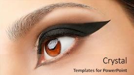  Presentation with makeup - Colorful theme enhanced with categories - beautiful eye makeup closeup backdrop and a coral colored foreground