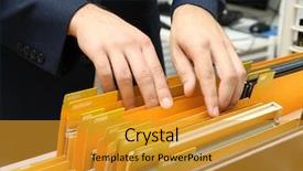  Presentation with archive - Slide deck consisting of categorization - man searching for documents background and a gold colored foreground