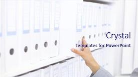  Presentation with helping seniors documents - Theme consisting of categorization - shelf with folders for documents background and a sky blue colored foreground