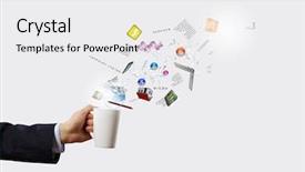  Presentation with management - Audience pleasing PPT theme consisting of category management - close up of businessman holding backdrop and a white colored foreground