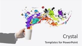  Presentation with house fly insect close up - Cool new presentation design with category management - close up of businessman holding backdrop and a white colored foreground