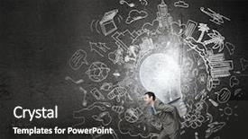  Presentation with light bulb - Audience pleasing slide deck consisting of category management - young businessman carrying light bulb backdrop and a dark gray colored foreground