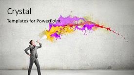  Presentation with paper - Slides featuring category management - young businessman screaming emotionally background and a light gray colored foreground