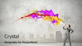  Presentation with paper - Audience pleasing slide deck consisting of category management - young businessman screaming emotionally backdrop and a  colored foreground