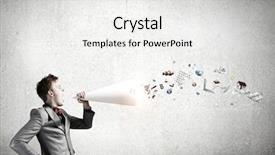  Presentation with paper - Theme featuring category management - young businessman screaming emotionally background and a  colored foreground