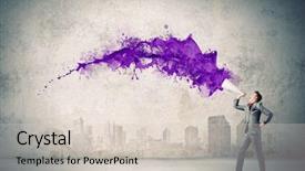  Presentation with paper - Slides consisting of category management - young businessman screaming emotionally background and a  colored foreground