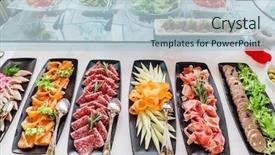  Presentation with wedding banquet table - Slide set consisting of catering banquet table background and a light blue colored foreground