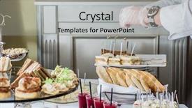  Presentation with banquet - Slides consisting of catering banquet table background and a light gray colored foreground