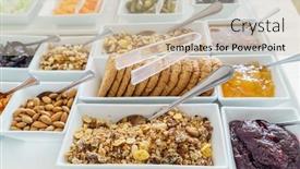  Presentation with catering - Beautiful theme featuring catering-buffet-table backdrop and a soft green colored foreground