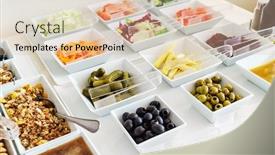  Presentation with catering - Audience pleasing slide set consisting of catering-buffet-table backdrop and a lemonade colored foreground