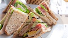  Presentation with bacon - Presentation theme featuring catering food - sandwich with bacon - chicken background and a coral colored foreground