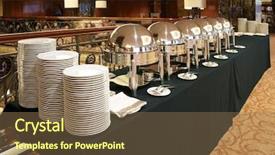  Presentation with shiny - Presentation design enhanced with catering food - table with dishware and shiny background and a violet colored foreground