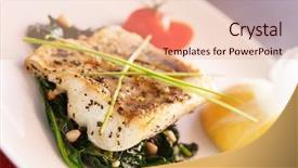  Presentation with food fish - Colorful PPT layouts enhanced with catering food - white fish with spinach backdrop and a lemonade colored foreground
