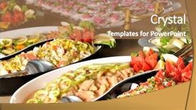  Presentation with catering - Colorful PPT layouts enhanced with catering food at a wedding backdrop and a coral colored foreground