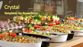  Presentation with catering - Audience pleasing theme consisting of catering food at a wedding backdrop and a tawny brown colored foreground