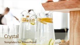  Presentation with catering - Slide set with catering food background and a soft green colored foreground