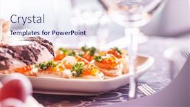  Presentation with catering - Presentation design with catering food background and a sky blue colored foreground