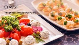  Presentation with catering - Theme with catering food background and a coral colored foreground