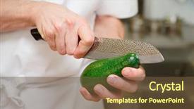  Presentation with catering - Presentation design featuring catering industry - chef is cutting avocado background and a  colored foreground