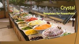  Presentation with catering - Slide set featuring pretty young woman blowing her nose with a tissue outdoor background and a dark gray colored foreground