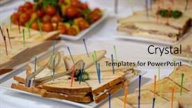  Presentation with catering - Amazing slides having catering service at business conference backdrop and a coral colored foreground