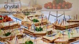  Presentation with catering - Theme consisting of catering service at business conference background and a coral colored foreground