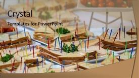  Presentation with catering - Audience pleasing slides consisting of catering service at business conference backdrop and a coral colored foreground