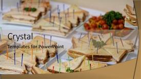  Presentation with catering - Theme featuring catering service at business conference background and a coral colored foreground