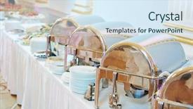  Presentation with catering - Slide deck enhanced with catering service metal buffet heated background and a sky blue colored foreground