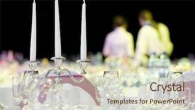  Presentation with catering - Theme with catering service table decoration background and a soft green colored foreground