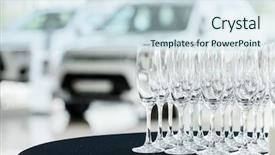  Presentation with service anniversary - Slide set with catering service background and a sky blue colored foreground