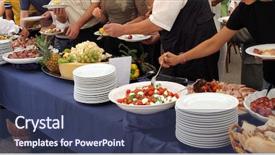  Presentation with catering - Presentation having catering service background and a ocean colored foreground